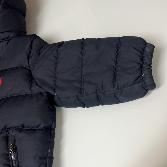POLO RALPH LAUREN 2T BOYS DOWN FILLED NAVY BLUE HOODED JACKET RED HORSE USED - Picture 8 of 15